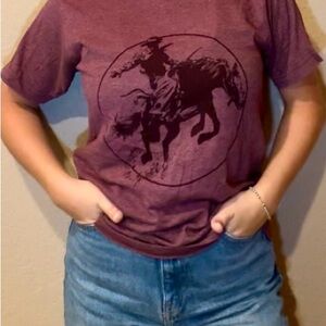 Tultex Maroon Cowboy Graphic Tee